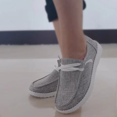 Women's Lightweight Canvas Shoes Low Top Lace Up Solid Casual Walking Shoes