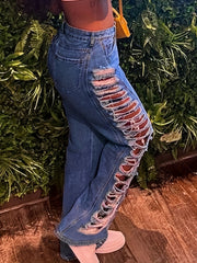 Sexy Ripped Distressed Denim Jeans for Women