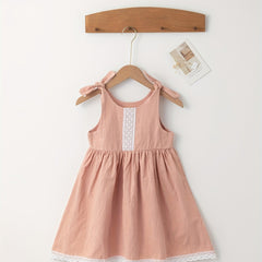 Sweet Suspender Dress with Lace Trim for Baby Girl