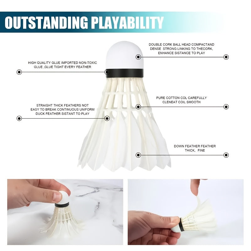 12pcs Durable Badminton Shuttlecocks for Family Training and Entertainment