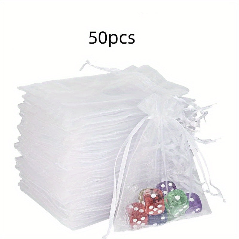 10pcs Transparent Organza Bag Wedding Gift Bag Drawstring Makeup Gauze Gift Bag