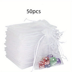 10pcs Transparent Organza Bag Wedding Gift Bag Drawstring Makeup Gauze Gift Bag