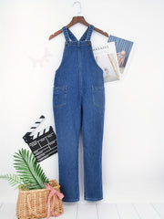 Girls' Full Length Denim Overalls with Pockets