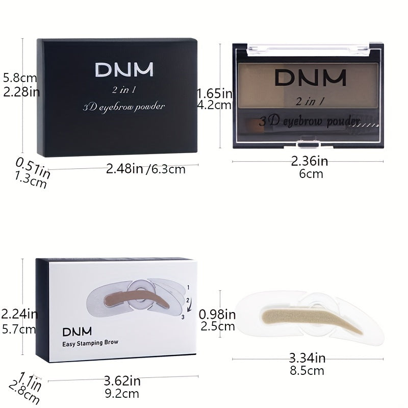 Waterproof Double Eyebrow Powder with Stencil
