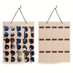 Two Tone Hanging Glasses Organizer 15 Slots Foldable Sunglasses Reading Glasses