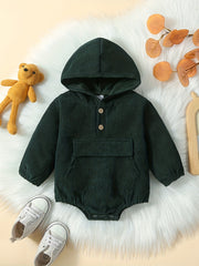 Baby Boys Corduroy Hooded Creeper Romper Hoodie