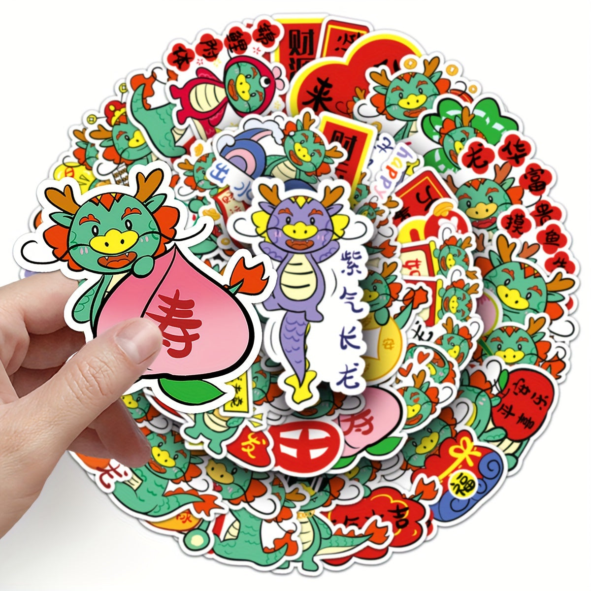50pcs Dragon Year Cartoon Dragon Animal Print Graffiti Stickers