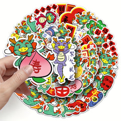 50pcs Dragon Year Cartoon Dragon Animal Print Graffiti Stickers