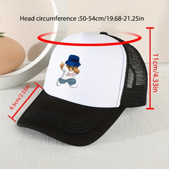 Mesh Bear Print Baseball Cap Sunshade Peaked Cap for Kids