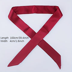 Solid Long Scarf Silk Neckerchief Handbag Handle Wrap