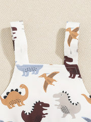 2pc Baby Boys T-shirt & Dino Print Overalls Set