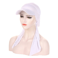 Solid Sun Hat Pleated Head Scarf Hat Casual Head Hat Cap Headwear