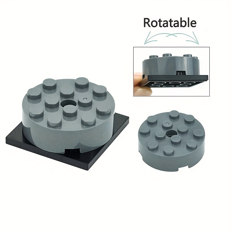 Turntable Building Blocks w/ Hole - Compatible w/ 60474, 87081, 61