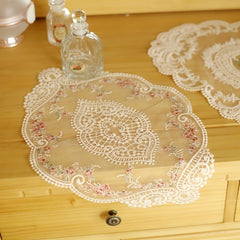 1Pc Vintage Lace Placemat Rose Lace Embroidery Table Mat