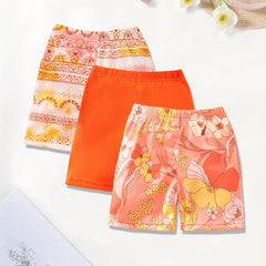 3pcs Toddler Girls Floral Print Shorts Set Breathable Stretchy Dance Safety