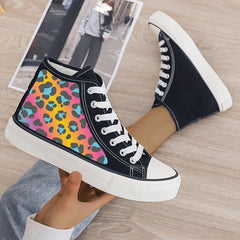 Leopard Print Y2K Plush Lined Thermal Chunky Canvas Sneakers