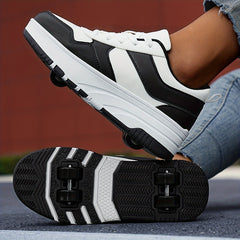 Boy's Lace Up Roller Shoes with Detachable Wheel