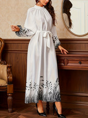 Plus Size Paddy Print Lantern Sleeve Kaftan Dress
