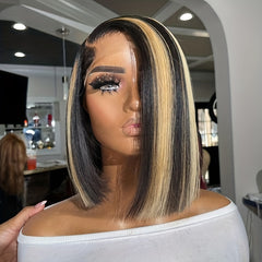 Blonde Short Bob Wig Transparent Lace Frontal Human Hair Wigs