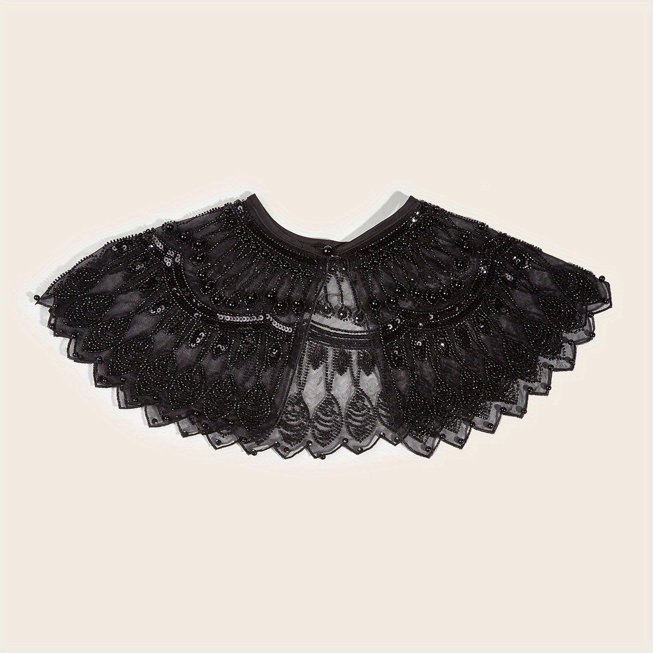 2 Layer Mesh Pearl Thin Shawl Dress Decorative Shawl For Women
