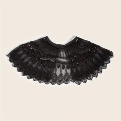 2 Layer Mesh Pearl Thin Shawl Dress Decorative Shawl For Women