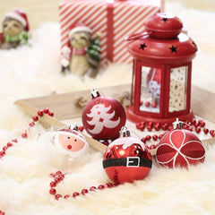 9pcs Santa Claus Christmas Ball Decoration Plastic Painted Ball Pendant