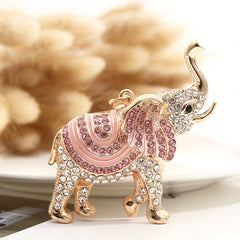 Cute Rhinestone Elephant Keychain for Handbag Car Charm Gift
