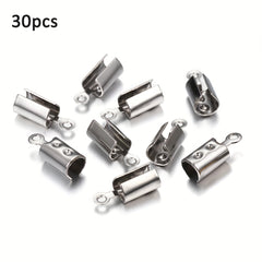 30pcs Stainless Steel Rope Chain Crimp Bead Caps For DIY Jewelry Making