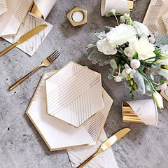Disposable Stripe Gilded Party Tableware Set