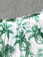 Girls 3pcs Split Bikini Swimsuit Tropical Leaf Pattern Casual Vacation Swimwear