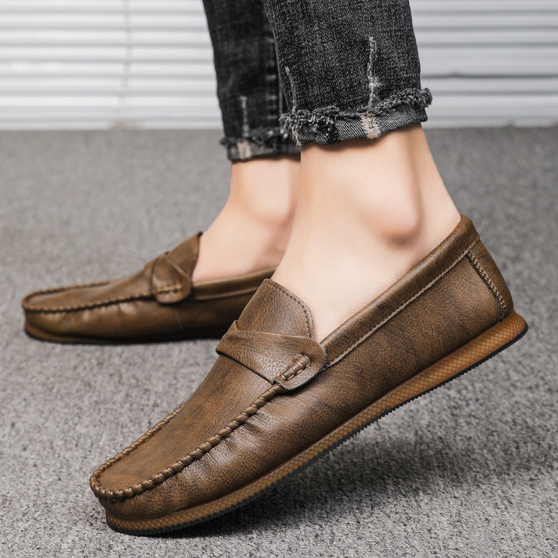 Men's Casual Slip On Loafer Shoes with Strap Decor