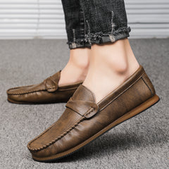 Men's Casual Slip On Loafer Shoes with Strap Decor