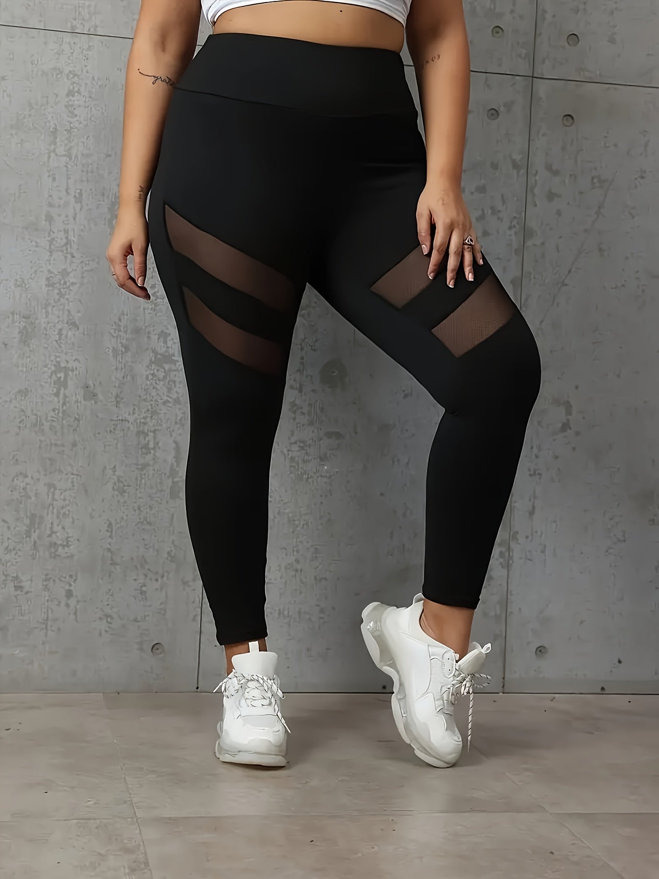Mesh Waistband Yoga Leggings
