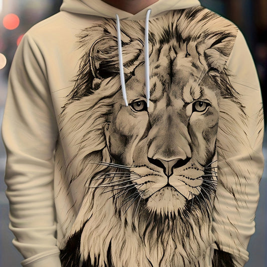 Men's Lion 3D Print Hoodie Graphic Pullover for Autumn Winter