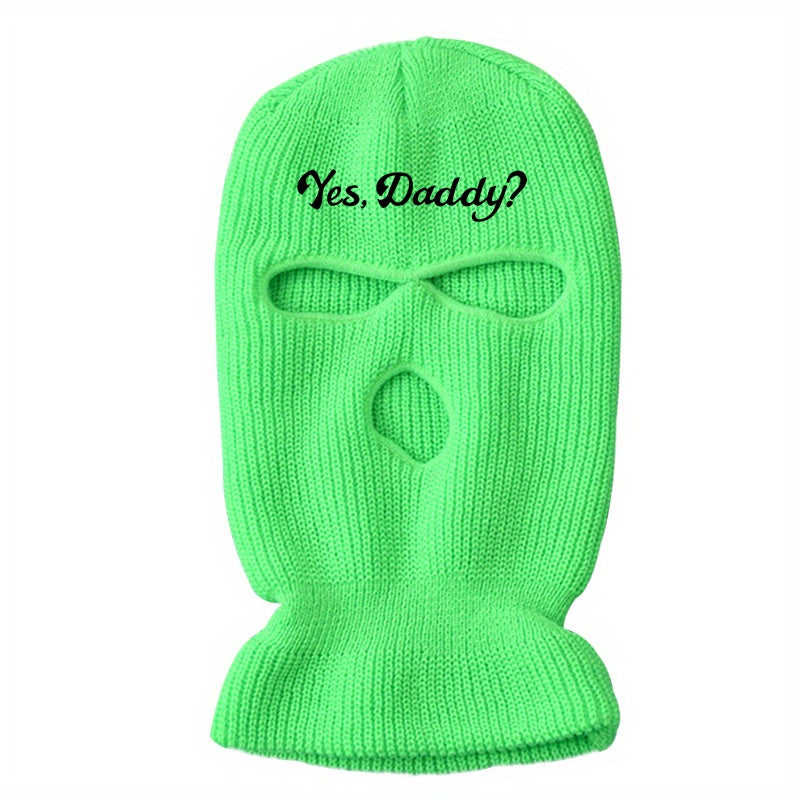 Embroidered Letters Ski Mask Balaclava Beanies Hats For Women And Men