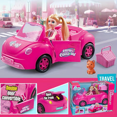 Travel Girl Doll's Cabriolet Playset with Pet Dog