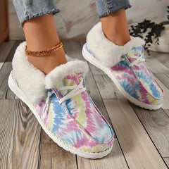 Women's Tie Dye Short Boots Plush Lined Snow Boots