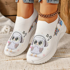 Cartoon Eagle Graphic Mesh Slip-on Shoes for Women