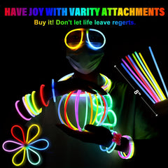 50pcs Glow Sticks Party Favors 7 Colors & Connectors for Necklace Balls Glasses