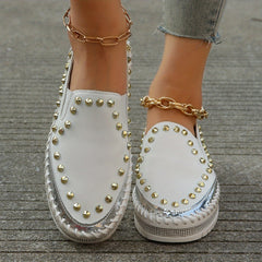 Studded Platform Loafers Low Top Slip On Shoes