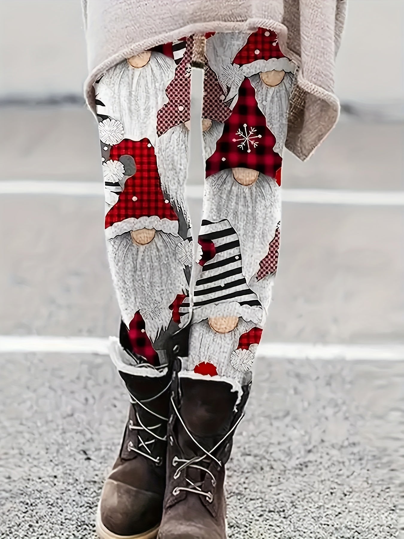 Christmas Santa Claus & Snowflake Pattern Yoga Pants