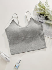 Solid Ribbed Wireless Bras Comfy & Breathable Intimates Bra