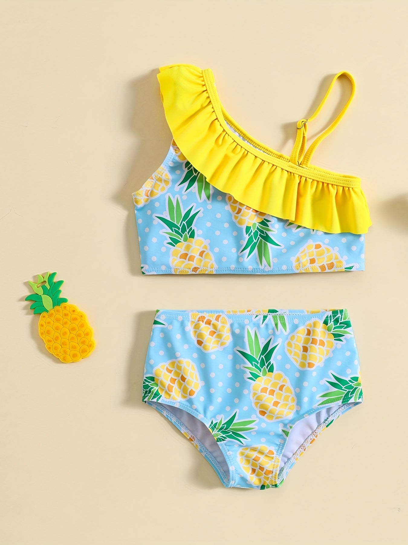 2pc Watermelon & Strawberry Ruffled Cami Top & Shorts Swimsuit Set