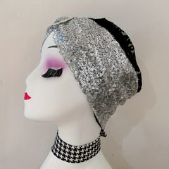 Sequin Decor Beanie Lace Bowknot Head Wrap