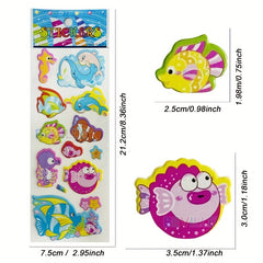 3D Marine Animal Stickers Puffy Self-adhesive Matte Stickers Set