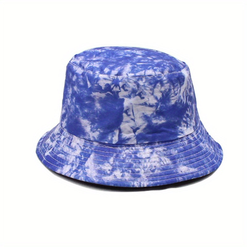 Unisex Tie Dye Large Brimmed Sunshade Bucket Hat for Outdoor Vacation Travel