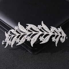 Floral Headpiece Tiara Bridal Crown Rhinestone Leaf Hair Accessories