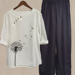 Dandelion Print Two Piece Set Top & Pants