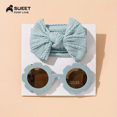 Solid Headband Sunglasses Combo Bowknot Hair Bands for Girls Children