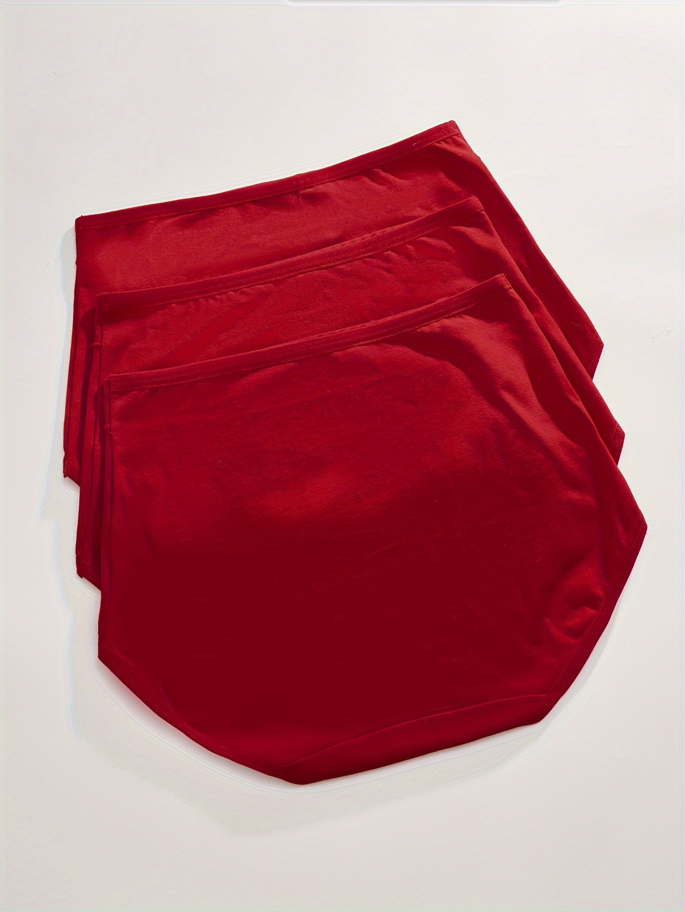 3pcs Solid Briefs Comfy & Breathable Stretchy Intimates Panties